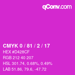 カラーコード: CMYK 0 / 81 / 2 / 17 | qconv.com