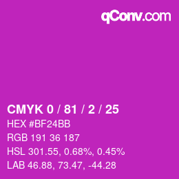 颜色代码: CMYK 0 / 81 / 2 / 25 | qconv.com