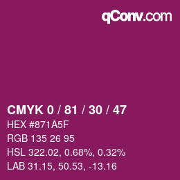 Color code: CMYK 0 / 81 / 30 / 47 | qconv.com