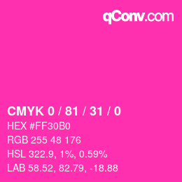 颜色代码: CMYK 0 / 81 / 31 / 0 | qconv.com
