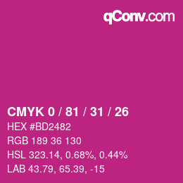 Color code: CMYK 0 / 81 / 31 / 26 | qconv.com