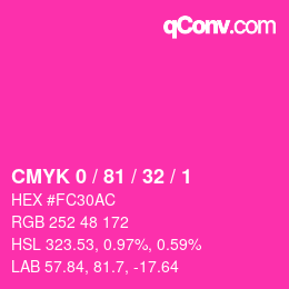 カラーコード: CMYK 0 / 81 / 32 / 1 | qconv.com