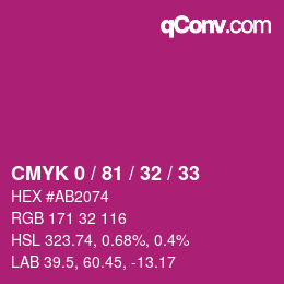 Color code: CMYK 0 / 81 / 32 / 33 | qconv.com