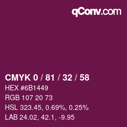 Color code: CMYK 0 / 81 / 32 / 58 | qconv.com