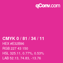 カラーコード: CMYK 0 / 81 / 34 / 11 | qconv.com