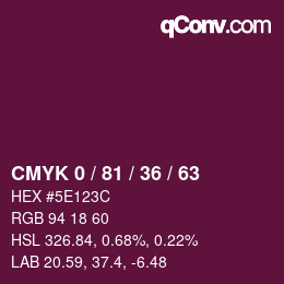 Farbcode: CMYK 0 / 81 / 36 / 63 | qconv.com