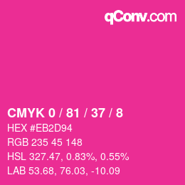 颜色代码: CMYK 0 / 81 / 37 / 8 | qconv.com
