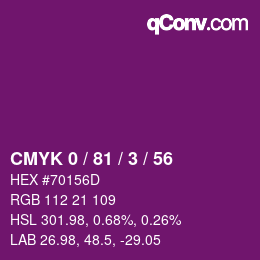 Farbcode: CMYK 0 / 81 / 3 / 56 | qconv.com