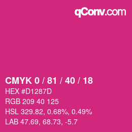 カラーコード: CMYK 0 / 81 / 40 / 18 | qconv.com