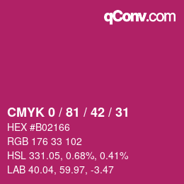 カラーコード: CMYK 0 / 81 / 42 / 31 | qconv.com