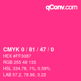 颜色代码: CMYK 0 / 81 / 47 / 0 | qconv.com