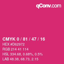 Color code: CMYK 0 / 81 / 47 / 16 | qconv.com