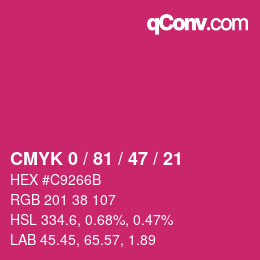 颜色代码: CMYK 0 / 81 / 47 / 21 | qconv.com