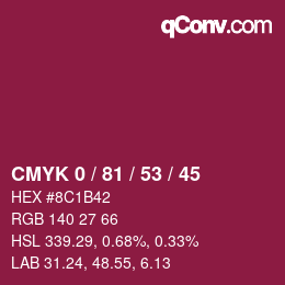 Color code: CMYK 0 / 81 / 53 / 45 | qconv.com