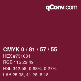 Color code: CMYK 0 / 81 / 57 / 55 | qconv.com