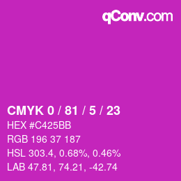 Color code: CMYK 0 / 81 / 5 / 23 | qconv.com