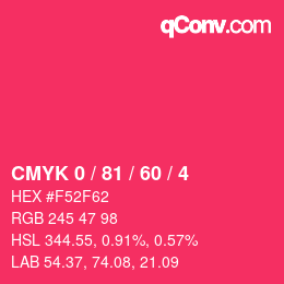 颜色代码: CMYK 0 / 81 / 60 / 4 | qconv.com