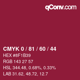 颜色代码: CMYK 0 / 81 / 60 / 44 | qconv.com