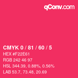 Color code: CMYK 0 / 81 / 60 / 5 | qconv.com