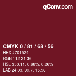 Farbcode: CMYK 0 / 81 / 68 / 56 | qconv.com