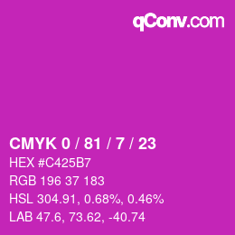 Color code: CMYK 0 / 81 / 7 / 23 | qconv.com