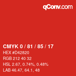 Color code: CMYK 0 / 81 / 85 / 17 | qconv.com