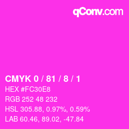 カラーコード: CMYK 0 / 81 / 8 / 1 | qconv.com