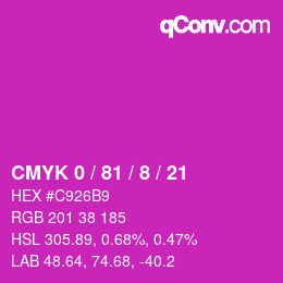 カラーコード: CMYK 0 / 81 / 8 / 21 | qconv.com