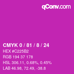 カラーコード: CMYK 0 / 81 / 8 / 24 | qconv.com