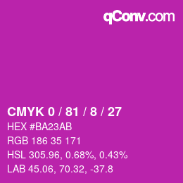 カラーコード: CMYK 0 / 81 / 8 / 27 | qconv.com