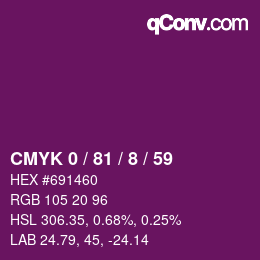 カラーコード: CMYK 0 / 81 / 8 / 59 | qconv.com