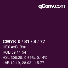 カラーコード: CMYK 0 / 81 / 8 / 77 | qconv.com