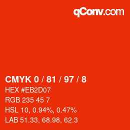 Color code: CMYK 0 / 81 / 97 / 8 | qconv.com