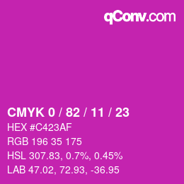 Color code: CMYK 0 / 82 / 11 / 23 | qconv.com
