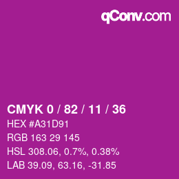 Color code: CMYK 0 / 82 / 11 / 36 | qconv.com