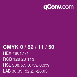 Color code: CMYK 0 / 82 / 11 / 50 | qconv.com