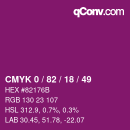 Color code: CMYK 0 / 82 / 18 / 49 | qconv.com
