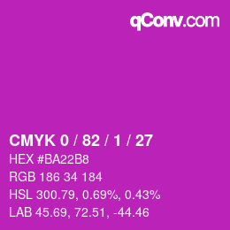 カラーコード: CMYK 0 / 82 / 1 / 27 | qconv.com