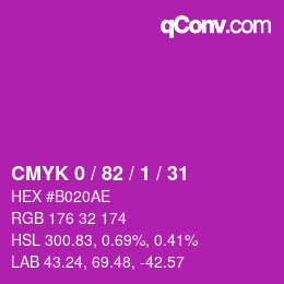 カラーコード: CMYK 0 / 82 / 1 / 31 | qconv.com