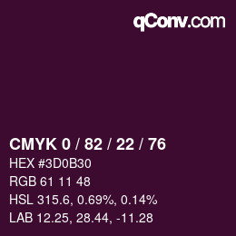 颜色代码: CMYK 0 / 82 / 22 / 76 | qconv.com