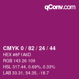 Color code: CMYK 0 / 82 / 24 / 44 | qconv.com