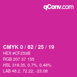 カラーコード: CMYK 0 / 82 / 25 / 19 | qconv.com