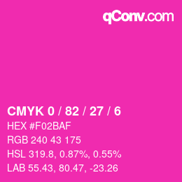 カラーコード: CMYK 0 / 82 / 27 / 6 | qconv.com