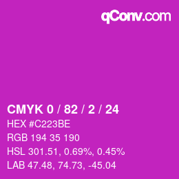 Color code: CMYK 0 / 82 / 2 / 24 | qconv.com