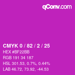颜色代码: CMYK 0 / 82 / 2 / 25 | qconv.com