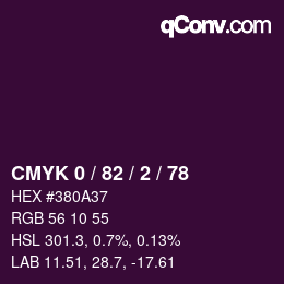 Color code: CMYK 0 / 82 / 2 / 78 | qconv.com