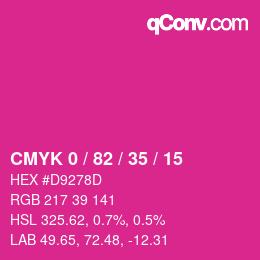 颜色代码: CMYK 0 / 82 / 35 / 15 | qconv.com