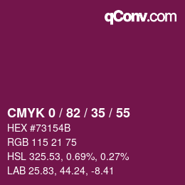 カラーコード: CMYK 0 / 82 / 35 / 55 | qconv.com