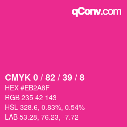 颜色代码: CMYK 0 / 82 / 39 / 8 | qconv.com