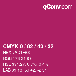カラーコード: CMYK 0 / 82 / 43 / 32 | qconv.com